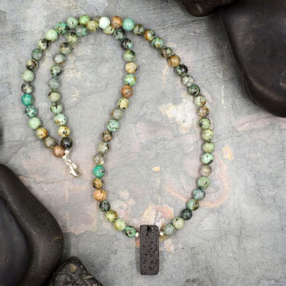 African Turquoise Aromatherapy Necklace - Picture 1 of 1